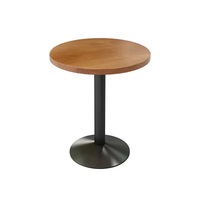 Table de café de Restaurant en bois à usage commercial Table basse de salle à manger carrée en bois de noyer à Base en métal pour Restaurant