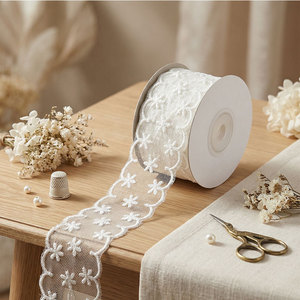 Bordure en dentelle de tulle brodée à bords ondulés, accessoire DIY pour robe Lolita, col, poignets, chaussures, chapeau, décoration de vêtements, vente en gros - Product Image 3