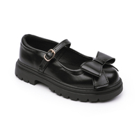 Chaussures plates Mary Jane personnalisées pour filles, noir mat, avec nœud surdimensionné, antidérapantes, pour récital de chœur et concert