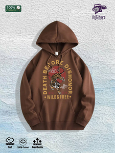 Entrepôt local américain : sweat à capuche en coton 100 % avec motif de tigre « Death Before Dishonor », 7 couleurs - Product Image 4