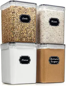 Large Food Storage Containers 5.2L / 176oz 4pcs BPA Free Plastic Airtight Food Storage Containers for Flour Sugar