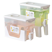 Seau à eau froide d'été 3,5 L avec robinet, pour jus de citron, thé glacé et boissons, avec support de rangement