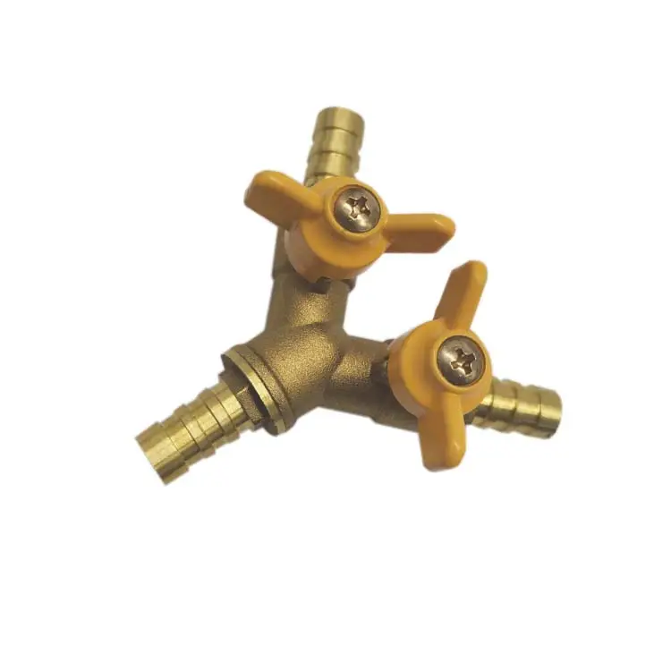 Leakproof Butterfly Handle Y-Shaped 3-Way Three Clamp Tee Triple Pagoda Thread Brass Gas Ball Valve