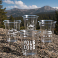 Gobelets en plastique PET jetables écologiques avec logo personnalisé, couvercles de 89 mm, impression UV, transparents, pour café glacé, boissons froides, fêtes, à emporter