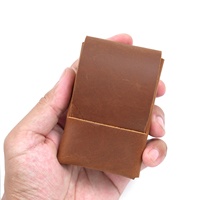 Porte-cartes en cuir de vachette de style rétro créatif Crazy Horse, petit rangement de cartes de visite avec motif de logo, porte-monnaie à la mode