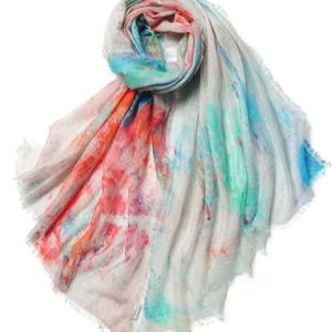 Chal de Cachemira Pura Ultrafino para Mujer, con Anillo Degradado Pintado a Mano, de Terciopelo, para Primavera Verano, para Cuartos Climatizados, Cálido y Tejido - Product Image 1