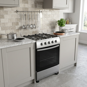 Cuisinière à gaz encastrable 88L avec 4 brûleurs, couvercle en verre, allumage manuel, cuisinière domestique avec four pour la cuisson quotidienne - Product Image 1