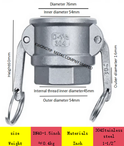 304 Stainless Steel <b>Quick</b> Connect D-Type Female Thread Snap-on Water Pipe <b>Connector</b> with Male NPT Threads and Hooks - Product Image 4