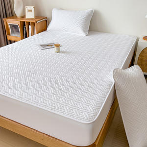 ผ้าโพลีเอสเตอร์สีทึบกันน้ำลายผ้าปูเตียงติดตั้งแบบหนาผ้าคลุมที่นอนป้องกันสำหรับบ้าน - Product Image 6