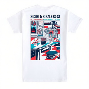 T-shirt Sushi & Sizzle Osaka Dojimahama Kita Ward Japan Design unisex bianco - Product Image 2