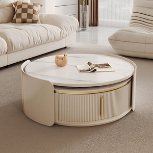 Bộ bàn ghế phòng khách gỗ sồi/bạch dương, bàn trà có thể thu gọn, màu sắc tùy chỉnh, dành cho khách sạn - Product Image 3