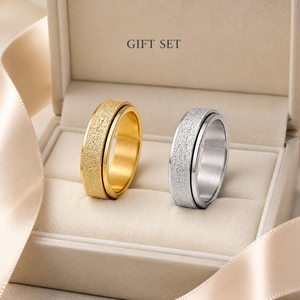 18K Vergoldete Edelstahl-Partnerringe Matt Drehbarer Fidget Spinner Eleganter Luxus Hypoallergener Schmuck - Product Image 6