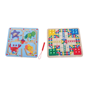 Jeu de puzzle Montessori <span class=keywords><strong>2</strong></span>-en-<span class=keywords><strong>1</strong></span> en bois : <span class=keywords><strong>labyrinthe</strong></span> de perles sur le thème de l'océan et jeu d'échecs volants pour enfants - Product Image 6