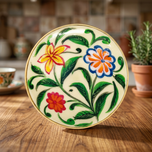Bouton de meuble en laiton floral peint à la main, style poterie de Jaipur multicolore de qualité supérieure, poignée de tiroir vintage pour armoire, idéal pour anniversaire et mariage - Product Image 6