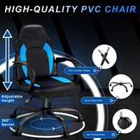 Chaise de bureau moderne en cuir artificiel, chaise d'ordinateur en métal inoxydable, petite taille, chaise de jeu PC ergonomique bon marché pour enfants