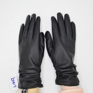 Meilleures ventes Gants en cuir de mouton à la mode pour femmes Mitaines d'<span class=keywords><strong>hiver</strong></span> chaudes avec écran tactile Style uni pour une utilisation quotidienne en extérieur - Product Image 2