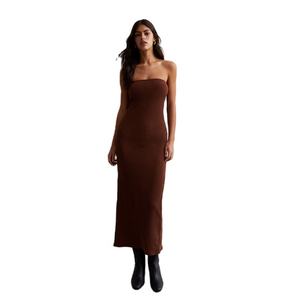 Robe tricotée sexy à épaules dénudées pour femme, coupe trapèze mi-longue, imprimée, dos nu, sans manches, été, vente en gros - Product Image 1