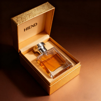 Ensemble cadeau de flacon de parfum en verre carré de luxe avec corps transparent épais et bouchon en métal pour emballage de parfum personnalisé, boîte et sac