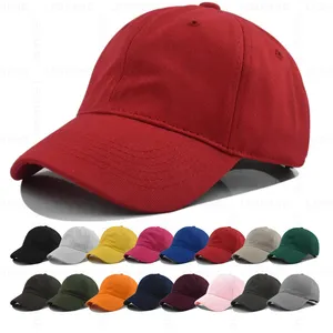 Factory Wholesale 17 colors plain unstructured dad hats custom embroidery logo cotton 6 panel blank curved brim baseball caps