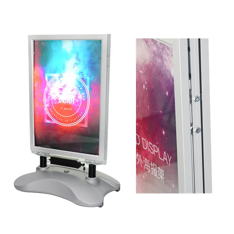 Aufladbarer LED-Poster rahmen im Freien mit A1-Grafik Ein Rahmen Bürgersteig LED-Schild Poster Board Stand