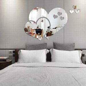 Fast Shipping Standard Size Heart Shaped Acrylic Mirror Sheet for Home Decor Promotion Supply