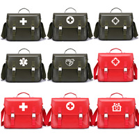 Sac médical portable vert foncé et rouge, imperméable, en tissu Oxford, avec bandoulière, idéal pour les soins ambulatoires et la prévention des épidémies