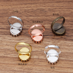 Qiyifeng cobre 5 colores integrados 13*18mm vino tapa corona anillo ajuste (05499)DIY Retro accesorios venta al por mayor joyería hallazgos judío - Product Image 2