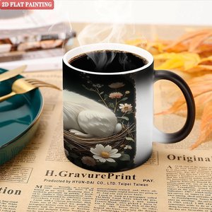 Frosted Black 11oz <b>Ceramic</b> Mug Heat Color Changing Magic <b>Cup</b> For Milk Tea Lovers - Product Image 5