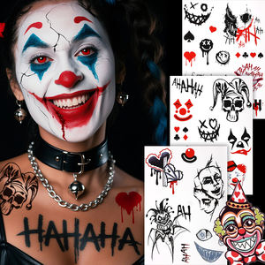 สติกเกอร์แทททูชั่วคราวลายปีศาจสำหรับฮาโลวีน ลายสยองขวัญ ลายศิลปะบนใบหน้าและร่างกาย ลายปากปีศาจ กองกำลังปีศาจ แบบติดด้วยน้ำ กันน้ำ พิมพ์ลาย - Product Image 4