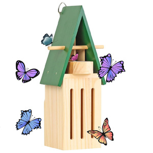 BSCI Usine Extérieure En Bois Massif Papillon <span class=keywords><strong>Maison</strong></span> avec Mangeoire Jardin Petit Insecte Hôtel Mangeoire En Bois pour Papillon - Product Image 1