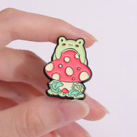 Broche en émail de grenouille champignon Broche en forme d'animal grenouille mignonne Broche pour sac à dos Broche pour bijoux Badge pour collier de vêtements Cadeau pour amis