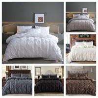 Parure de Lit Poly/Coton Draps de Lit en Coton Hôtellerie Ensembles de Couette Unis 3/4/6/7/8 Pièces pour Maison et Hôtel