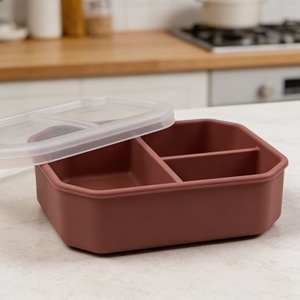 กล่องใส่อาหารสำหรับเข้าไมโครเวฟ ตู้เย็น ปลอดภัย พร้อมฝาปิดซิลิโคน กล่องเก็บอาหารซิลิโคน กล่องข้าวกลางวันเด็ก - Product Image 4