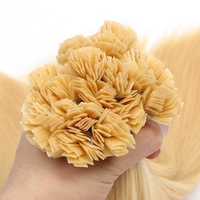 Alibaba al por menor virgen extensiones europeas 22 pulgadas Cheveux ruso Keratin Bonds Real Remy punta plana extensiones de cabello humano