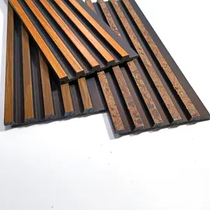 Rongke OEM Slat cladding wooden ps board exterior interior decorative fluted wall paper wall panel