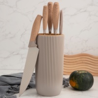 Ensemble de couteaux de chef 6 pièces de Style chinois classique avec support personnalisable 3Cr13 lames enduites acier de cuisine et poignée en PP