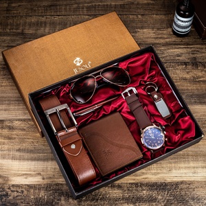 SYM-01 <span class=keywords><strong>Set</strong></span> di Lusso Confezionato con Cura, con <span class=keywords><strong>Cintura</strong></span> in Pelle da 20mm, <span class=keywords><strong>Portafoglio</strong></span> <span class=keywords><strong>e</strong></span> Orologio al Quarzo Casual da <span class=keywords><strong>Uomo</strong></span> - Product Image 2