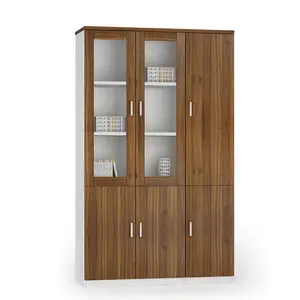 Bookcase With Doors Black Walnut Warm White Wooden Bookcase/ Filing Cabinet Office Bookshelves Wall Modern