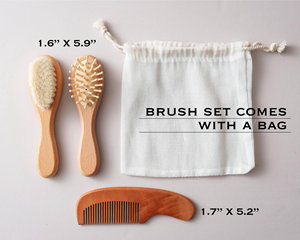 Kaiyue OEM Personnalisé, Meilleures ventes : Ensemble brosse et peigne à cheveux en bois pour bébé, Cadeau de naissance et de douche personnalisé avec gravure - Product Image 4