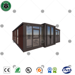 Maison conteneur pliable et extensible en forme de L avec façade entièrement vitrée pour camping en milieu rural, site touristique, séjour court pour touristes - Product Image 2
