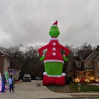 Ballon gonflable géant de Noël Grinch et Père Noël de 20 pieds avec ventilateur intégré, taille personnalisable, par le fabricant Zhenmei
