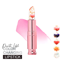 FATAZEN Rouge à lèvres vegan imperméable sans cruauté, transparent, hydratant, cristal, rouge à lèvres personnalisé avec des fleurs