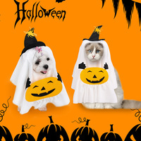 Jubah Pesta Halloween Lucu, Bernapas, Bordir Pola Labu, Mantel Cosplay Musim Panas, Kostum Anjing Putih Hantu, Serat Viscose