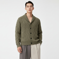 Vintage Strickwaren Maßgeschneiderter Herren-Pullover Gestrickter Herrenpullover mit Umlegekragen Woll-Strickpullover für Herren mit Knopfdesign Cardigan Homme