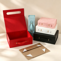 Boîte cadeau magnétique rigide pliable de luxe noire personnalisée, grande taille, pour vêtements, chaussures, perruques, emballage avec poignée, revêtement UV