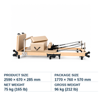 Reformer Pilates Kayu Maple Lipat Hemat Ruang Berkualitas Tinggi Tahan Lama Portabel Ekonomis