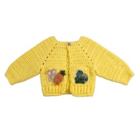 Cardigan en tricot unisexe pour bébé - Pull en coton biologique doux fait main à col en V, haut pour bébé au crochet de qualité supérieure