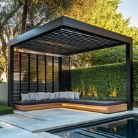 Pergola de luxe motorisée sur mesure en aluminium 6x3 avec panneaux à lames fixes coulissants, imperméables et pare-soleil pour jardin extérieur