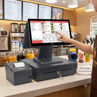 Sistemas POS de Uso Comercial, Configuración Completa Todo en Uno, Pantalla Táctil de 15.6'', Caja Registradora Delgada y Elegante para Pequeñas Empresas