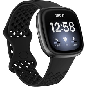 Bracelets de remplacement en silicone respirant avec trous, compatibles avec <span class=keywords><strong>Fitbit</strong></span> <span class=keywords><strong>Versa</strong></span> <span class=keywords><strong>3</strong></span>, bracelet de montre de sport étanche pour <span class=keywords><strong>Fitbit</strong></span> Sense - Product Image 1